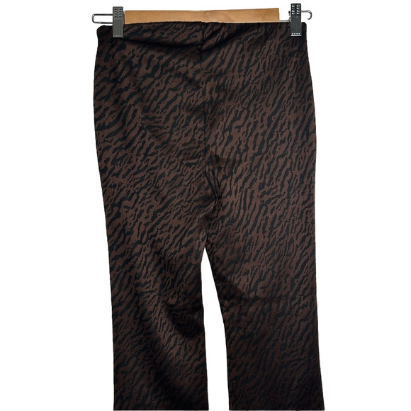 Zara Brown Animal Print Flare Pants M - Picture 6 of 10